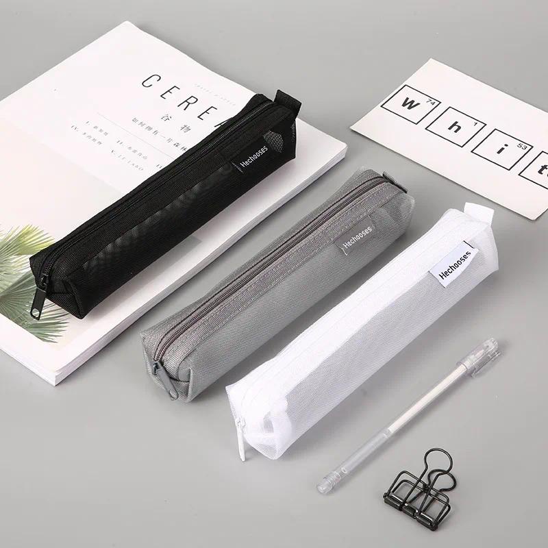 Saco De Papelaria Transparente Lápis Para Exame Do Estudante Estojo De Nylon Dedicado Caneta Unisex De Grande Capacidade Suprimentos Escolares