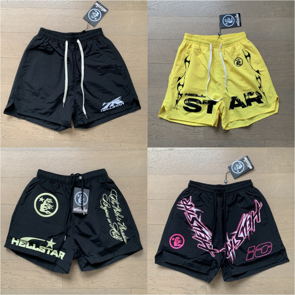 Hellstar High Street Hip Hop Bordados Casual Solto Nylon Esportes Moda Praia Shorts Unisex