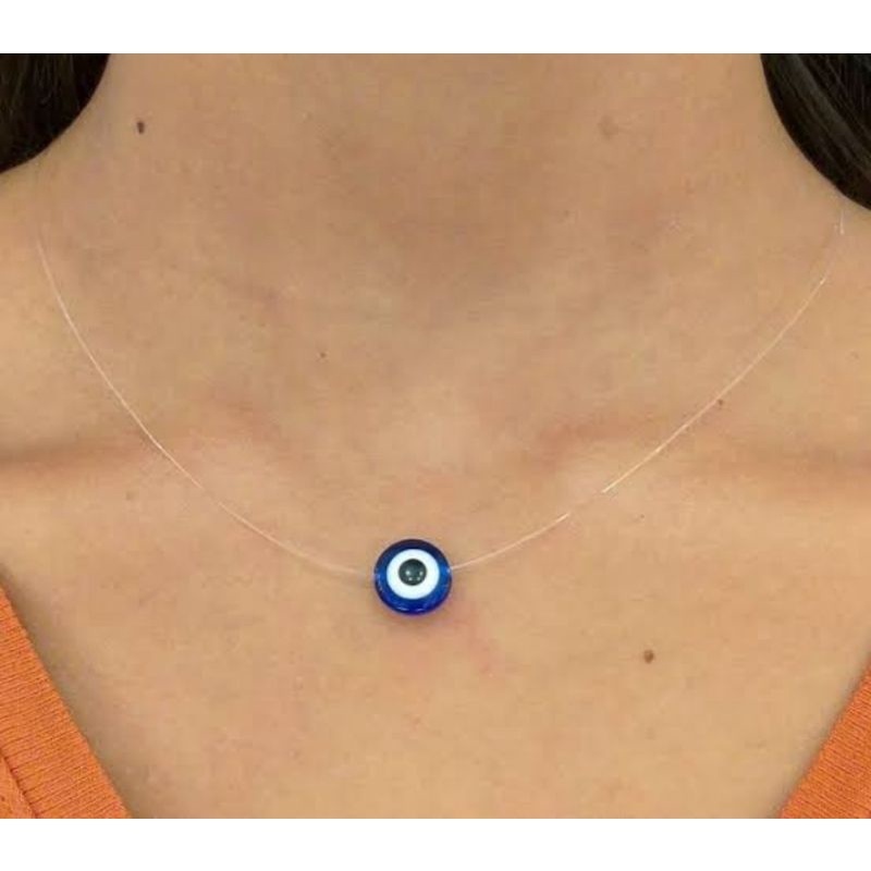 Colar de nylon  choker olho grego Azul Unisex grande