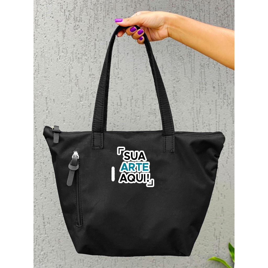 Bolsa Shopper Nylon PERSONALIZADA  de Ombro Clean Esportiva Academia Bags Gym Feminino Ziper Resistente Treino Unisex
