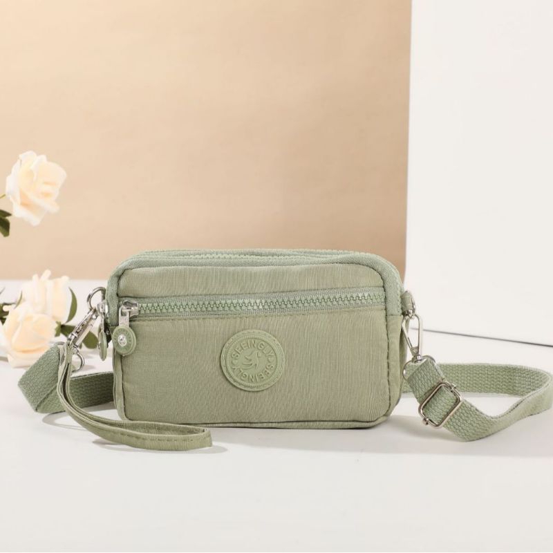 Carteira Bolsa Unisex Pequena de Mão Com 2 Alças 4 Camadas Com Zíper Porta Celular Nylon