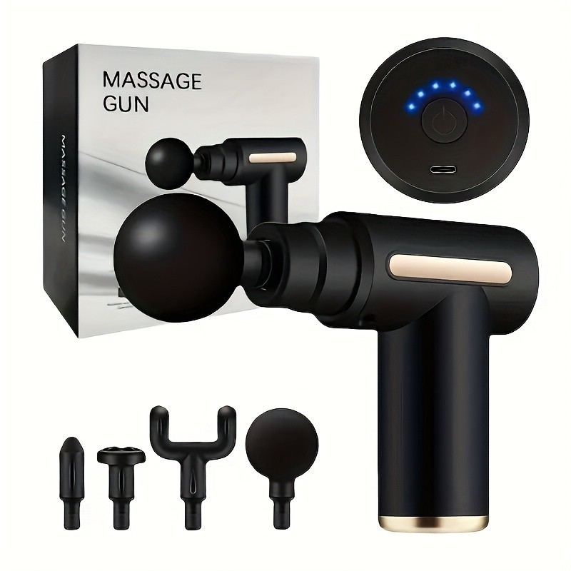 4 tipos de cabeças de massagem armas de fáscia intercambiáveis, 6 velocidades ajustáveis, armas de fáscia de tela tipo b
