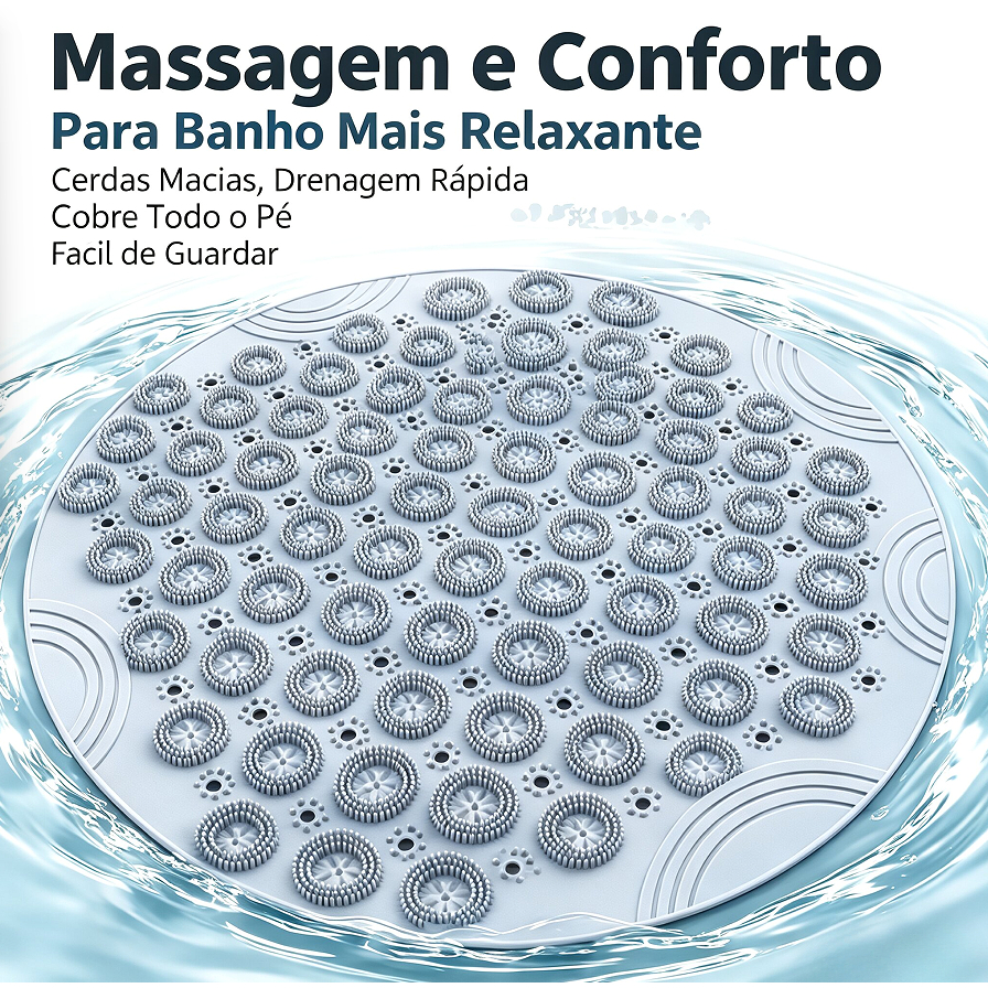 Non-slip PVC Shower Mat 55*55cm with Strong Suction Cups, Foot Massage, and Fast Drainage.