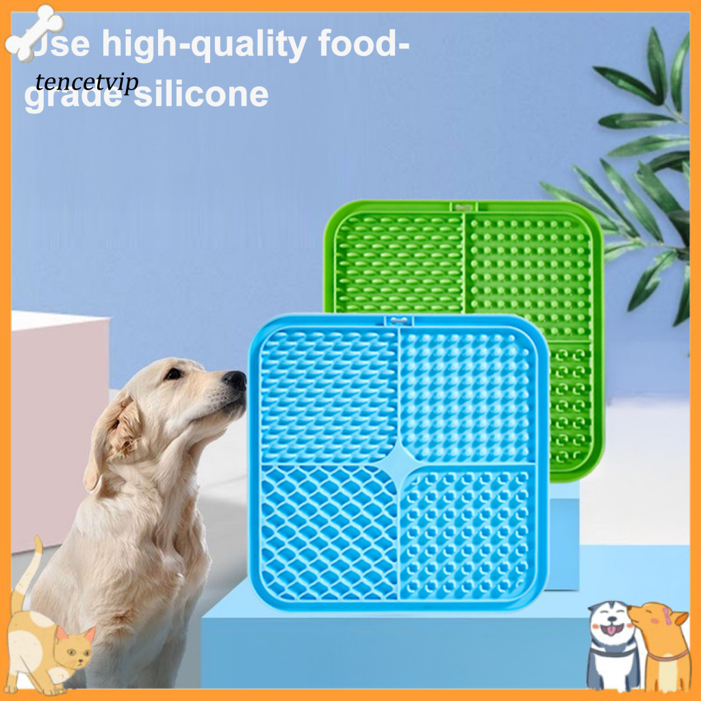 Non-slip Pet Food Mat Anxiety Relief Feeder Square Silicone Dog Lick with Suction Cup – Anti-anxiety Slow Non-tip Bowl