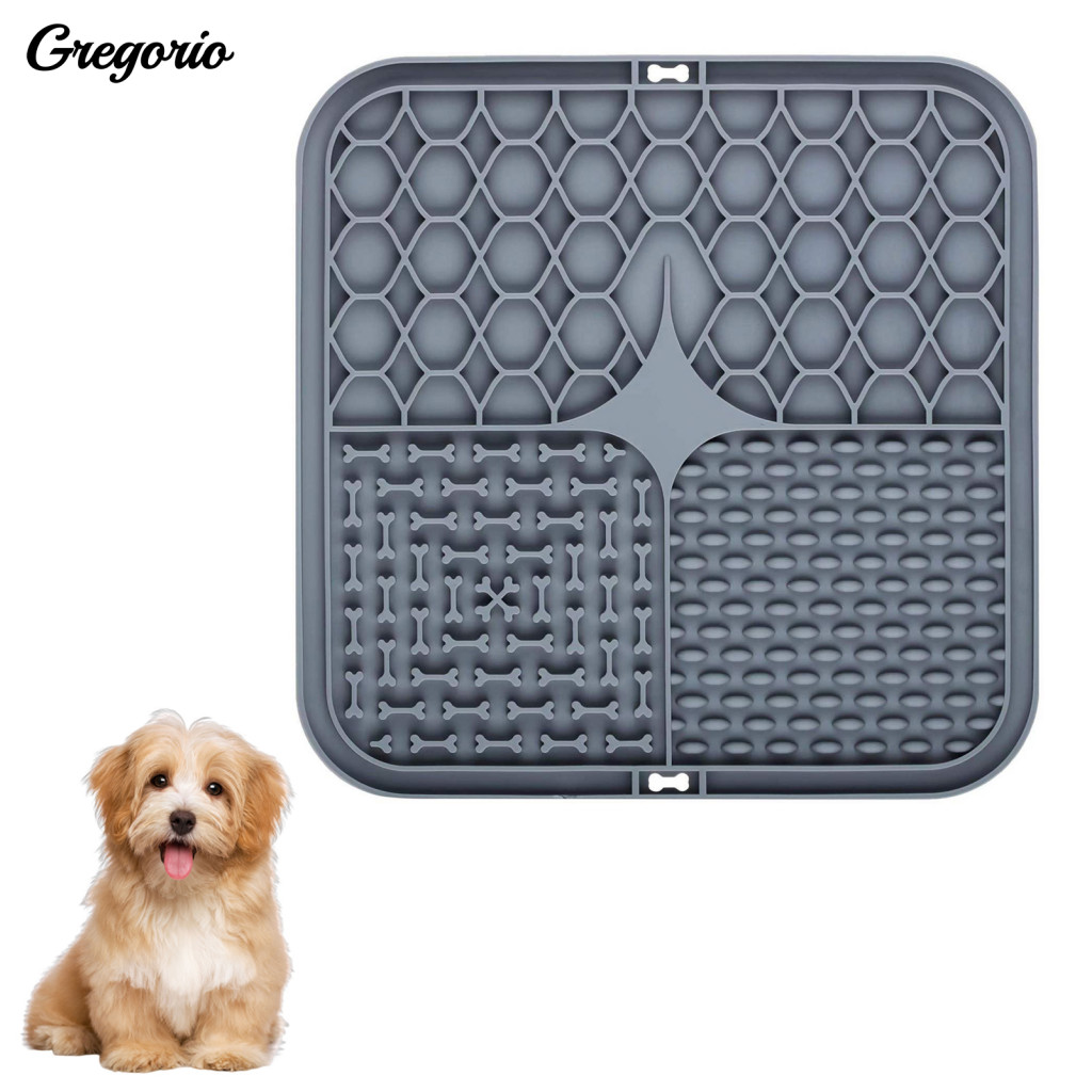 Pet Food Mat Dog Licking Square Silicone Lick with Suction Cup – Anti-anxiety Slow Feeder Non-tip Bowl Peanut Butter f