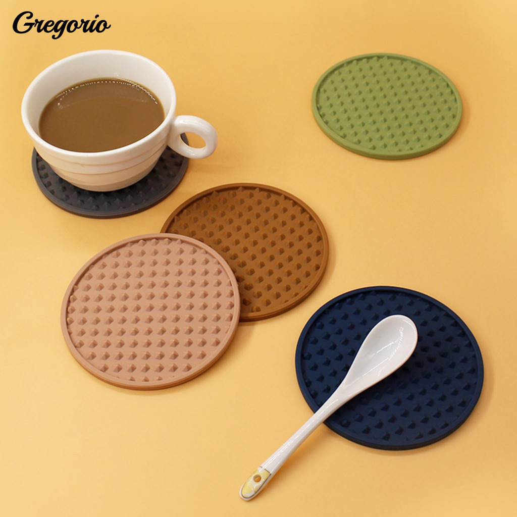 Silicone Coasters Non-slip 8pcs Drink with Holder – Heat Resistant Dishwasher Safe Cup Mats for Home Bar Coffee Table