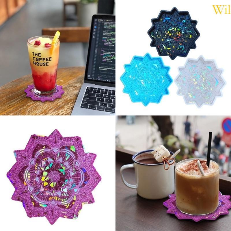Wil Coaster Mold Mandalas Moldes Resina Silicone Cup Mat Placemat