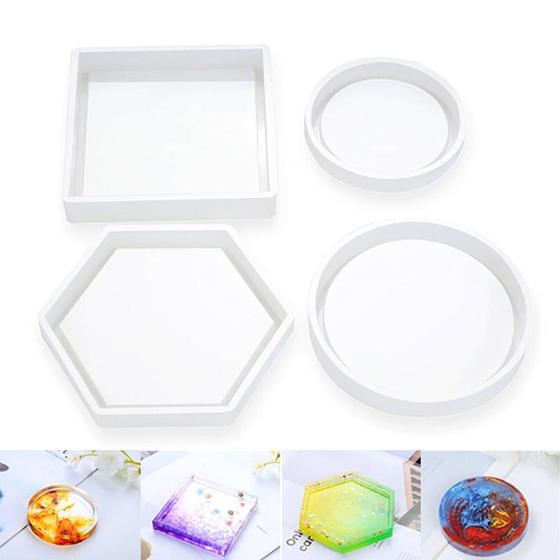 TSBR Coaster Resina Silicone Cup Mat Pad Mold Jóias Fazendo Molde Epóxi Ferramenta Artesanato .