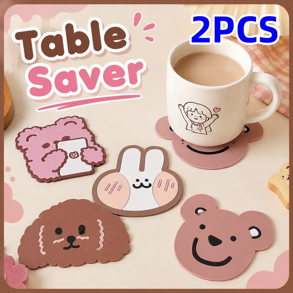 2CPS Cartoon Bear Rabbit Dog Cup Mat Para Café , Chá , Leite , Copos E Mesas Diárias Casa
