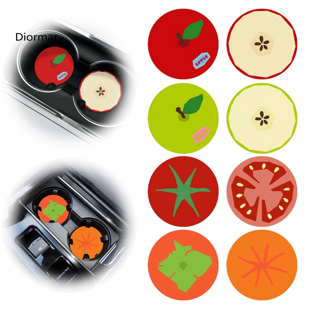 Car Cup Holder Coaster Water 2.36inch Universal Non-slip Double-sided Fruit Design Mat Insulated Anti-fouling Accessorie