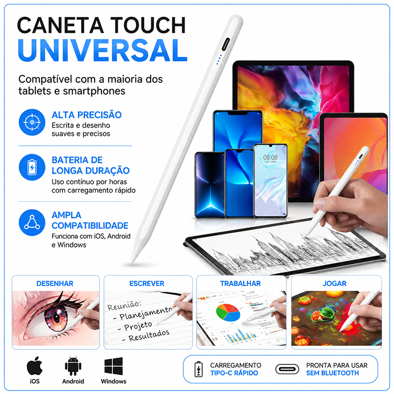 Caneta Universal Caneta Stylus Para Telefone Celular De Mesa De Toque IOS Android Windows