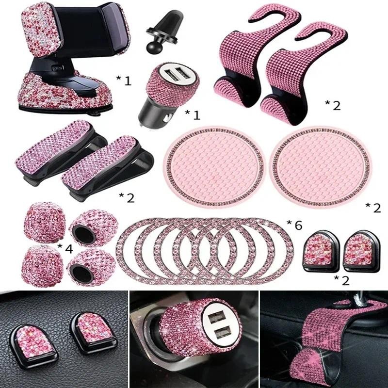 Porta-Copos De 20pcs/Set Luxury Crystal Steering Phone Holder-Elegante Acessório Interior De Carro Para Acessórios Femininos Ferramentas Carros