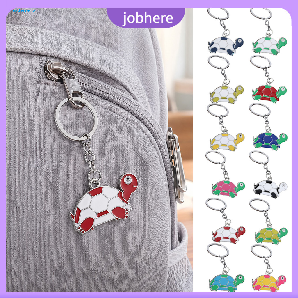 Durable Keychain for Cartoon Turtle Pendant 2pcs Set Metal Enamel Key Rings with Chain Lightweight Cute Bag Charm for Sc