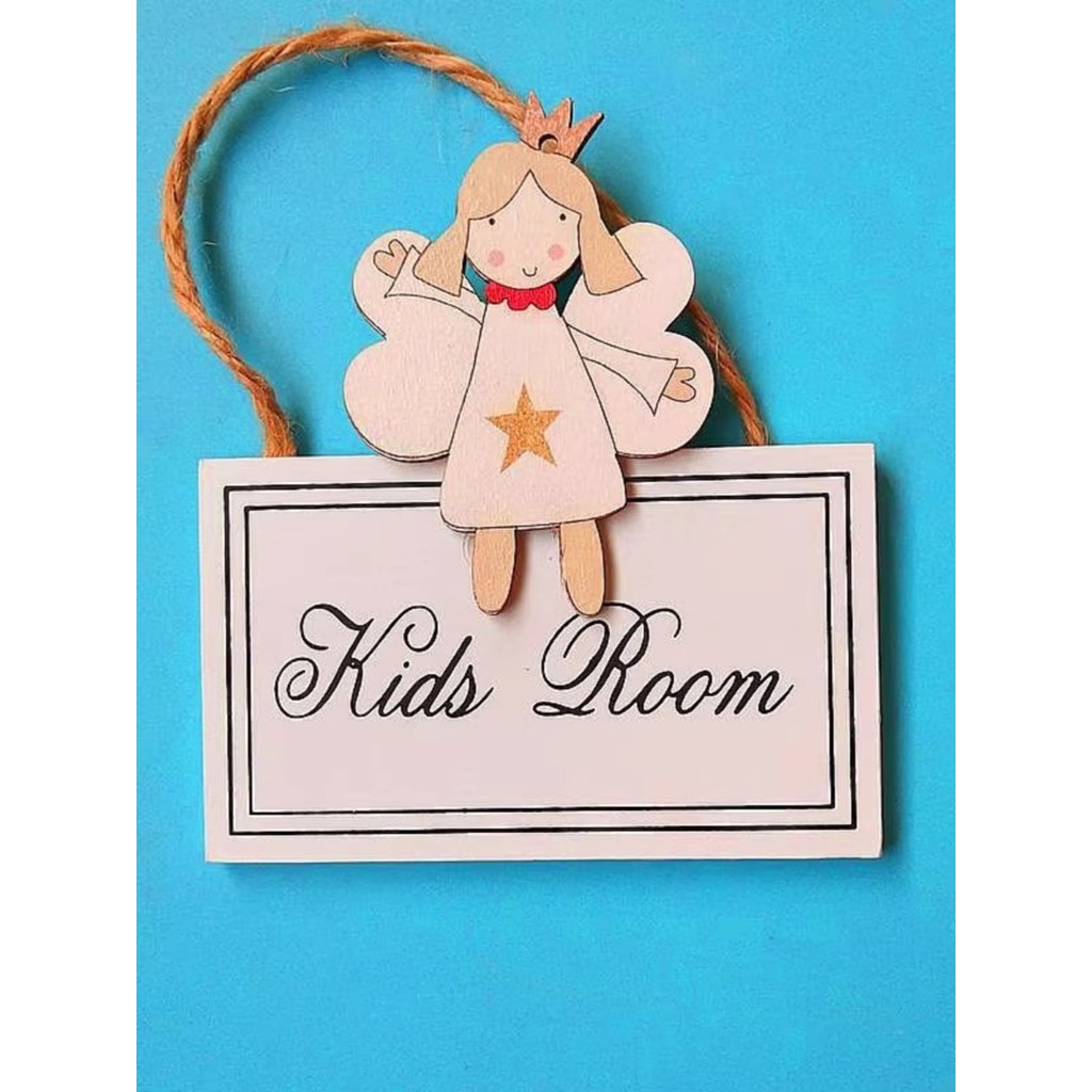 Anjo bonito sinal do quarto das crianças quarto casa sinal listagem criativo princesa menina porta ornamentos de madeira