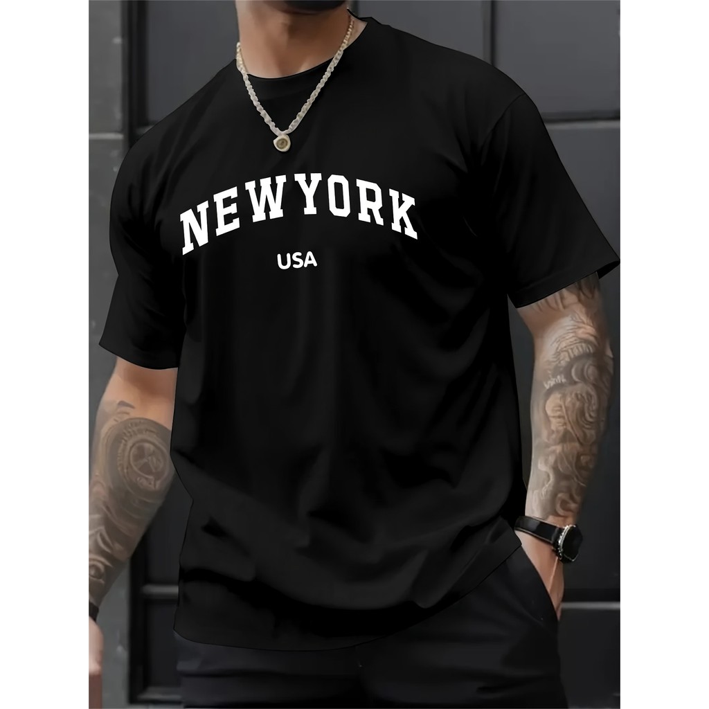 Camiseta Masculina Basica Trendy NEW YORK USA Moda Estilo 100% Algodão
