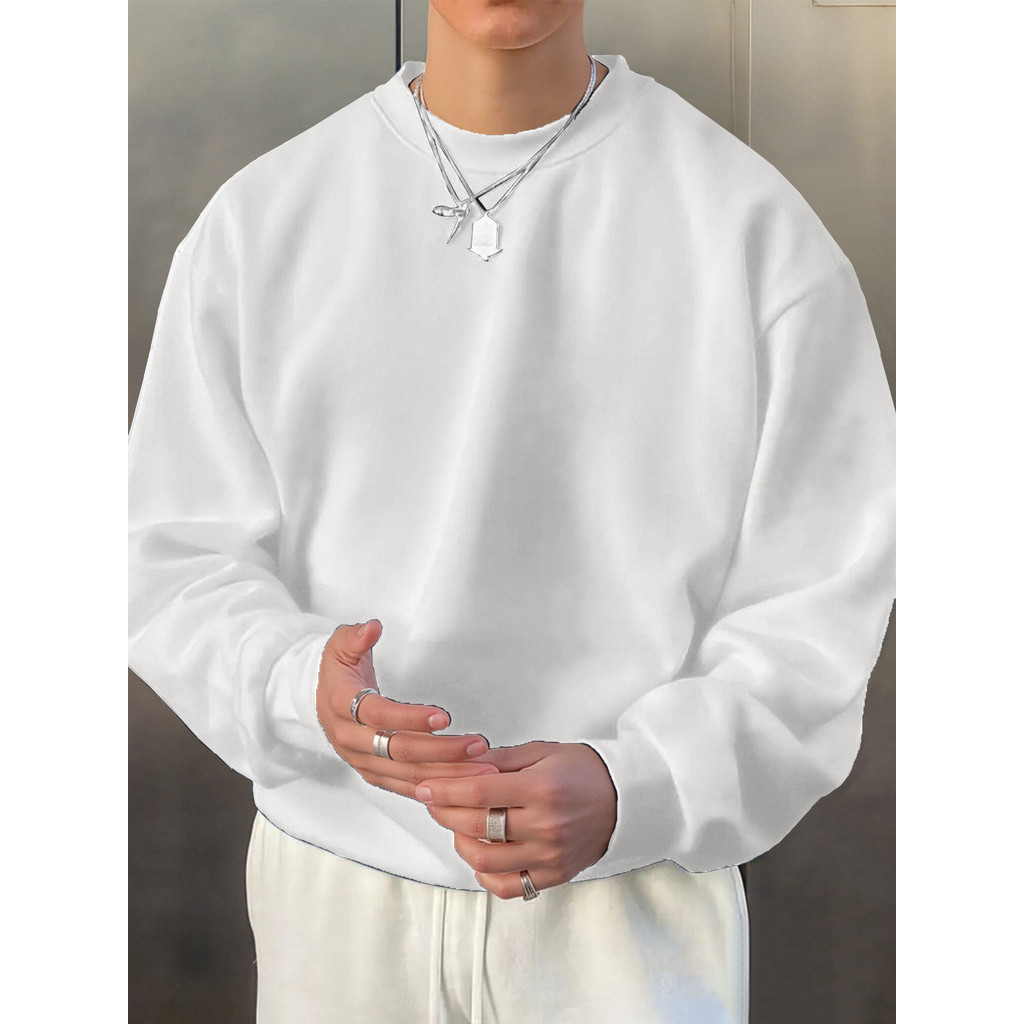 Moletom Casual de Gola Redonda para Homem, Top Trendy Estilo Primavera Outono
