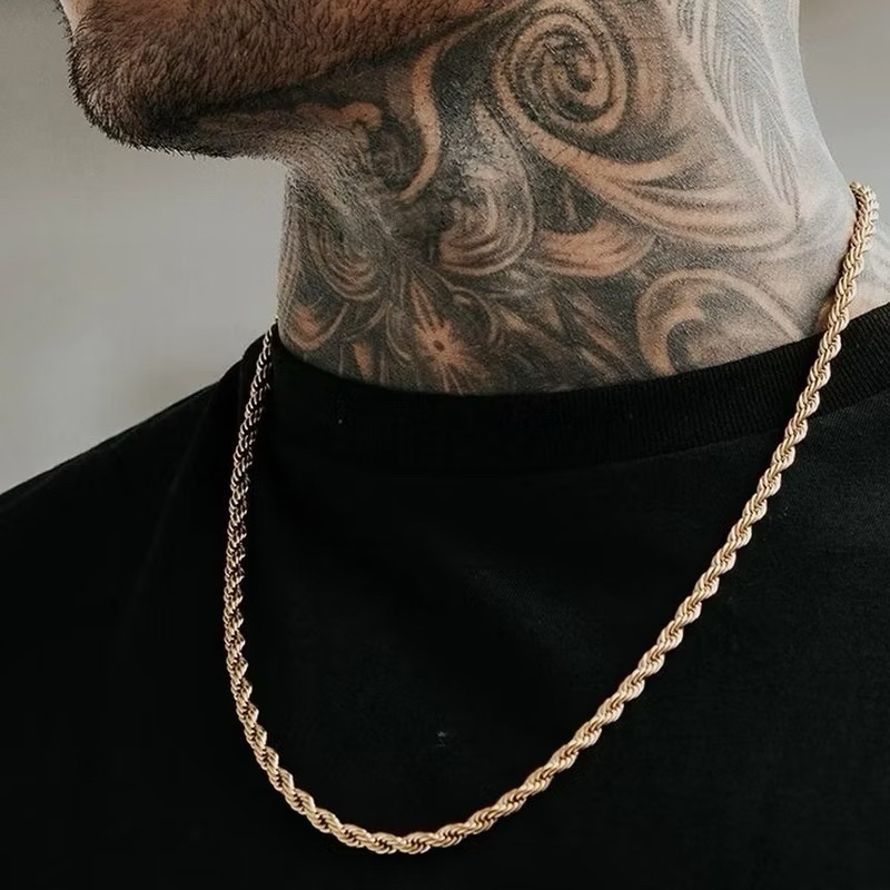 Colar Europeu Americano de Corrente de Torção Masculina Hip-Hop Trendy Chain Fashion Men Women