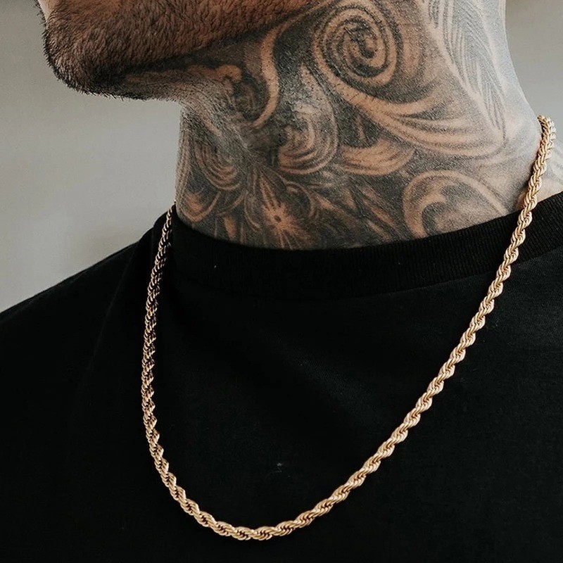 Colar Europeu Americano de Corrente de Torção Masculina Hip-Hop Trendy Chain Fashion Men Women Banho de Ouro 18k