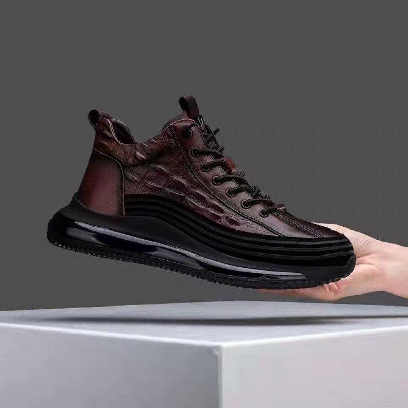 Estação Europeia Sapatos Masculinos Primavera Outono Novo Estilo Sola Grossa Mid-Top Casual Trendy Shoes Almofada de Ar