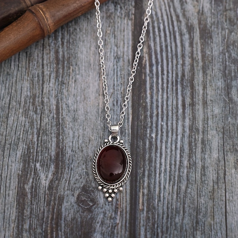 Colar de Pingente de Rubi Boho Vintage Trendy Novo para Estilo Único em Liga Europeia e Americana