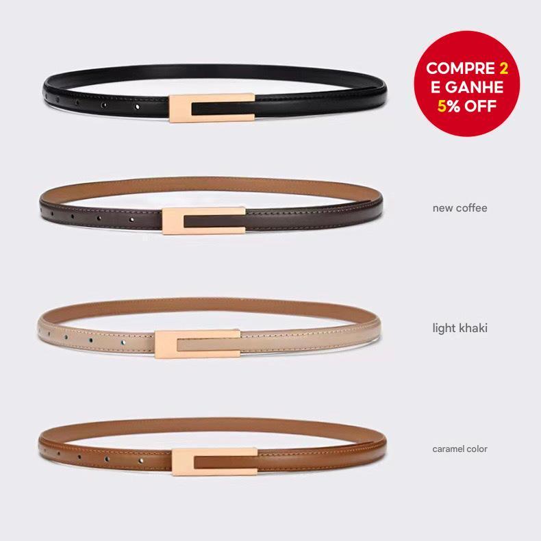 Cinto Slim Feminino Coreano Trendy - Estilo Minimalista Versátil com Cintura Ajustável para Calças/Saias