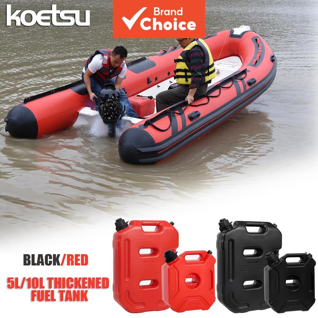 KOETSU Tanque de combustível portátil de PE espesso, galão de combustível marítimo para motores de popa, 5L/10L, preto