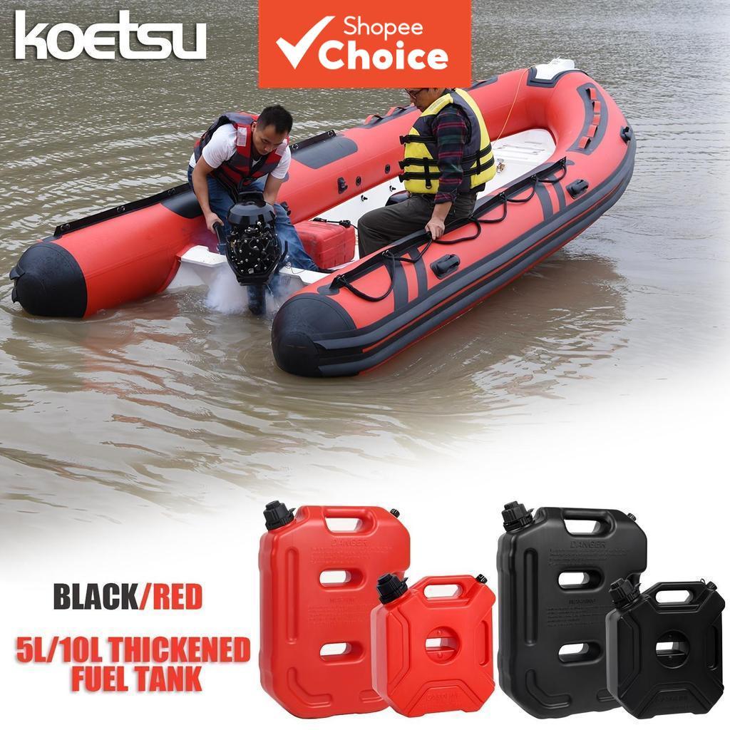 KOETSU Tanque de combustível portátil de PE espesso, tanque de combustível marítimo para motores de popa, 5L/10L, preto