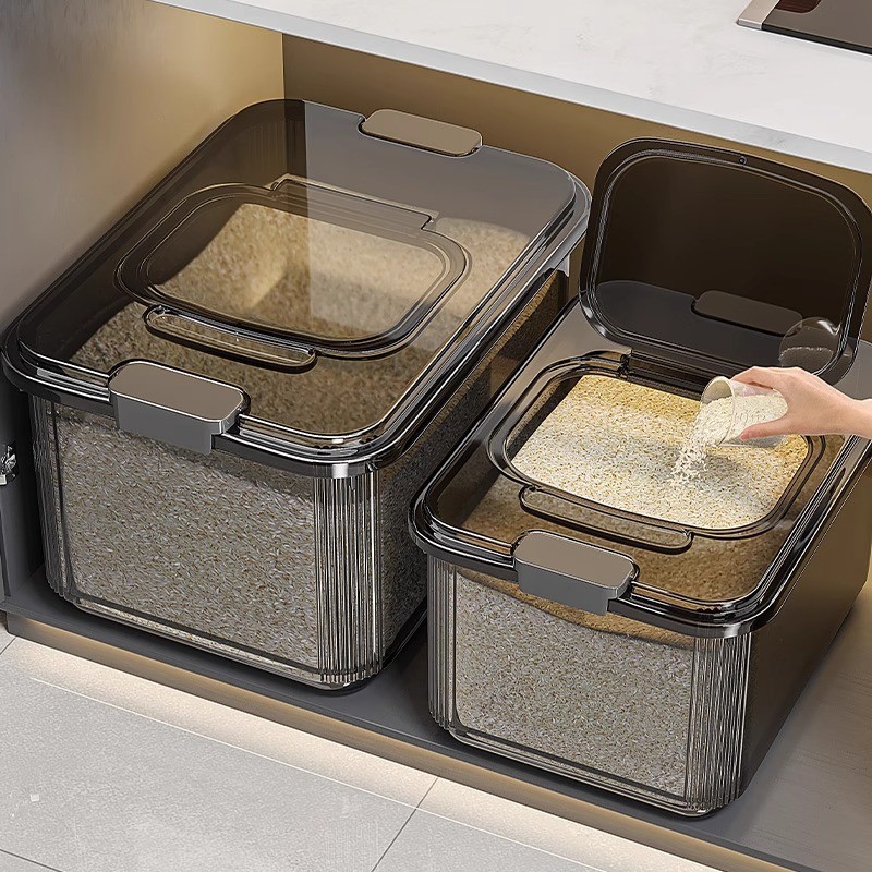 Balde de arroz magnético selado, grande capacidade, tanque de arroz transparente espesso, multifuncional, à prova de ins