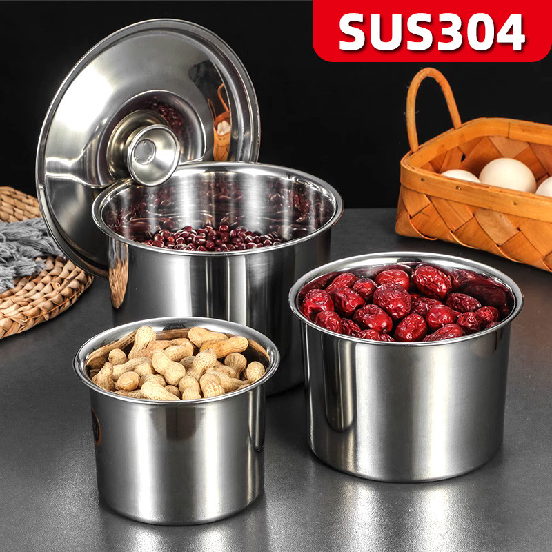 Copo de sabor de aço inoxidável 304, frasco de tempero espesso, Material redondo, tanque de banha, copo de guisado com t