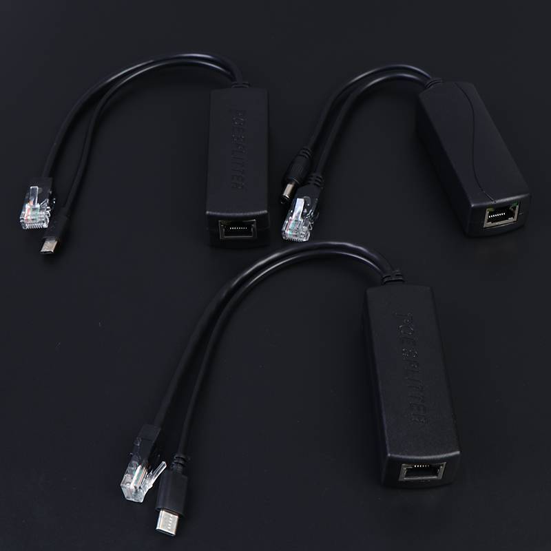 [Init-t] DC48V Para 5V Micro USB POE Splitter Conectores Adaptador Divisor De Cabo Câmera IP Módulo De Fonte De Alimenta
