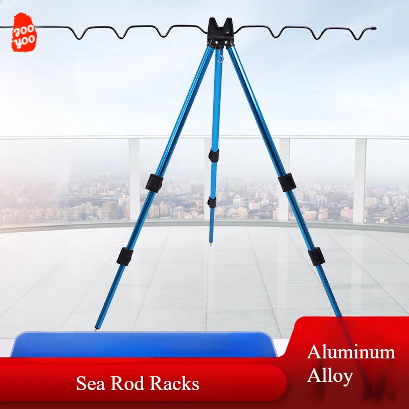 1PC Suporte para Vara de Pesca Marítima em Liga de Alumínio, Suporte Triangular de Inserção no Solo, Ferramentas de Pesc