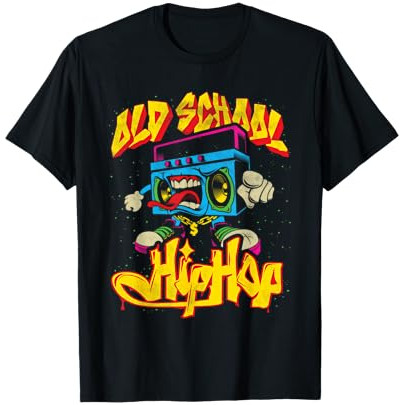Camiseta Preta Unisex Design com Caixa de Som e Letras 