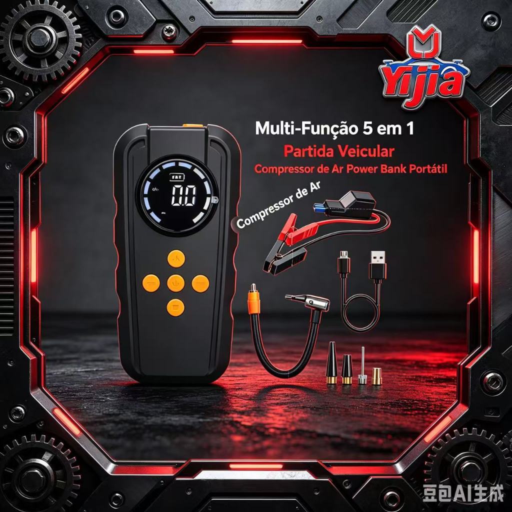 Carro Multi-Funciona Jump Starter, Bomba De Ar, Compressor,  Battery Starter, Auto Inflator De Pneus, 12V, 150PSI, 1000A