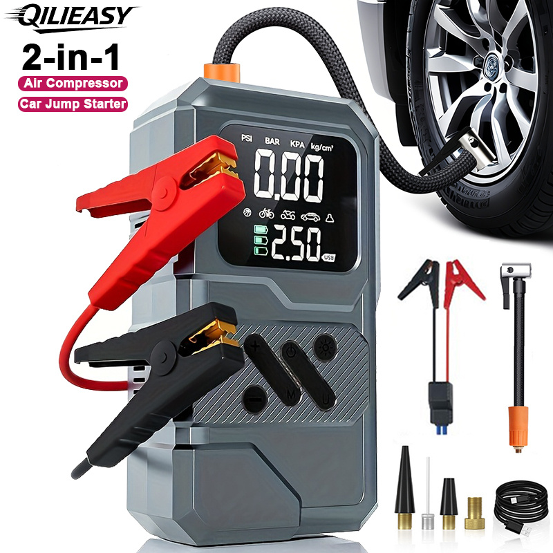 Multi-Função Portátil Inflador De Pneus De Carro 12v Jump Starter Power Pack 150psi Bomba De Ar Digital Para Motocicleta