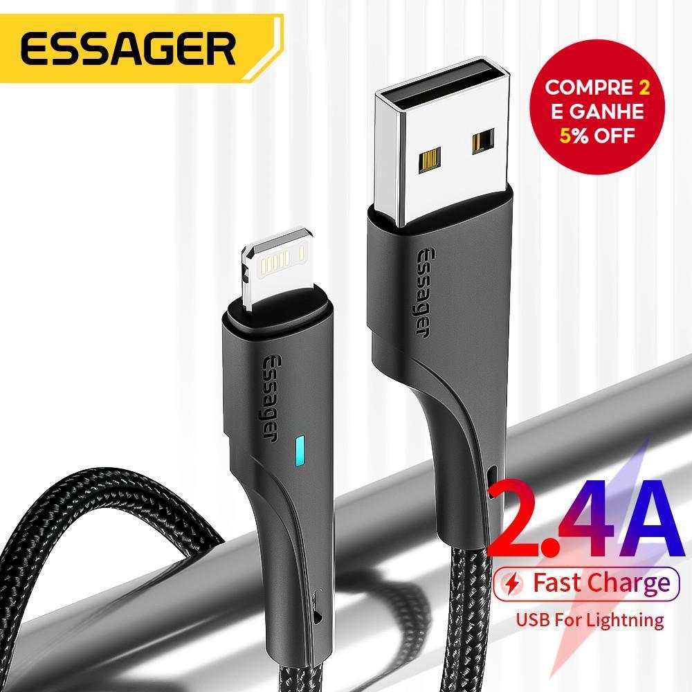 Essa Cabo USB Essager 2.4A Para De Carregamento Rápido Linha De Dados Do Carregador 8 7 SE