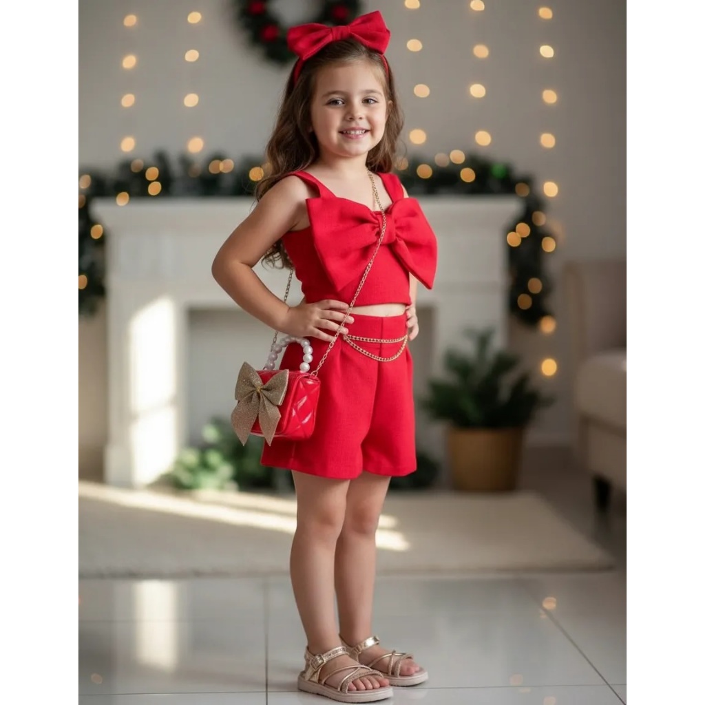 Conjunto Infantil Menina Laço Mini Diva Roupa Fashion Festa Juvenil 2 ao 14