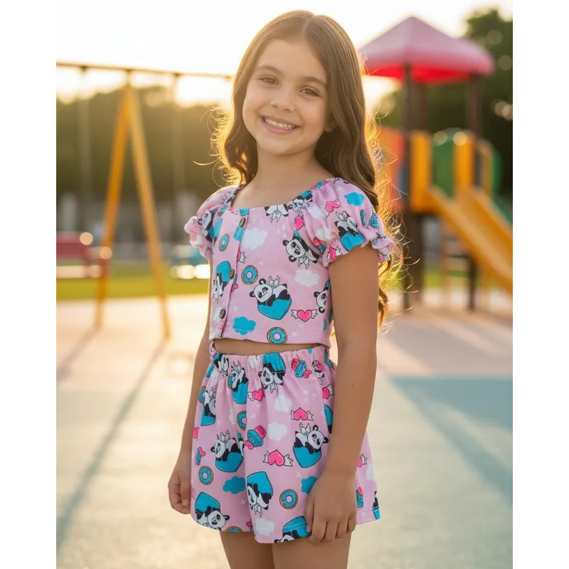 Kit com 4 conjuntos menina roupa infantil para brincar estilo mini diva