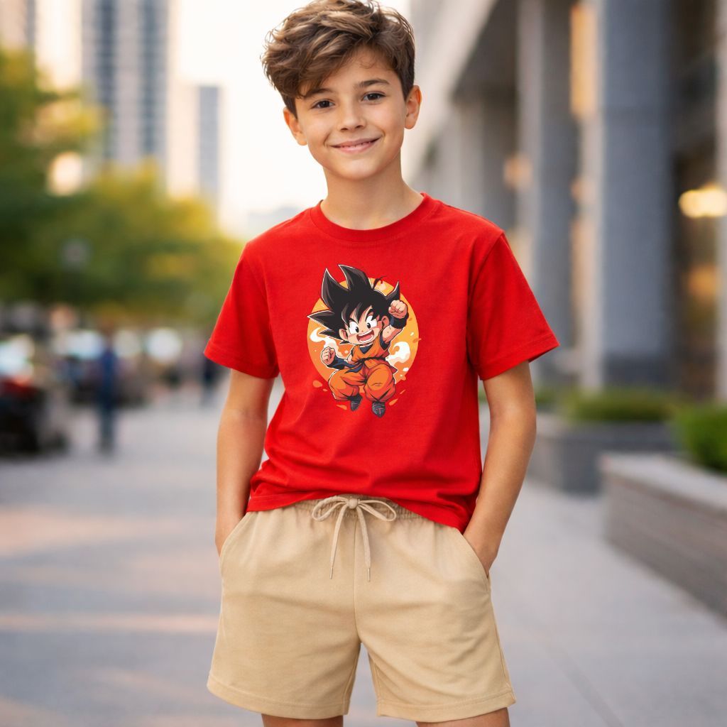 Conjunto Infantil Menino em Algodão Premium Mini Goku Estampado