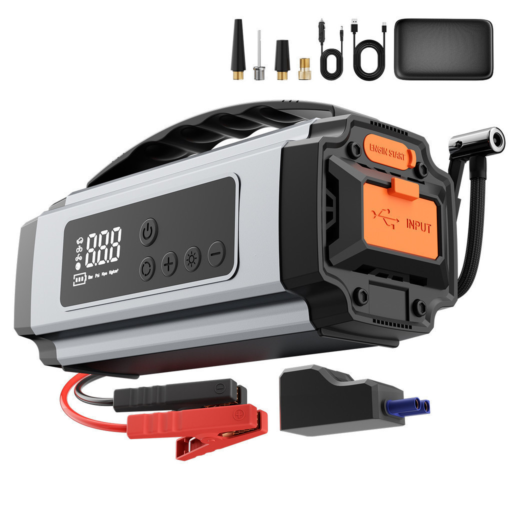Bomba de ar para carro, inflador de pneus elétrico para carro, dispositivo integrado com power bank, fonte de energia pa
