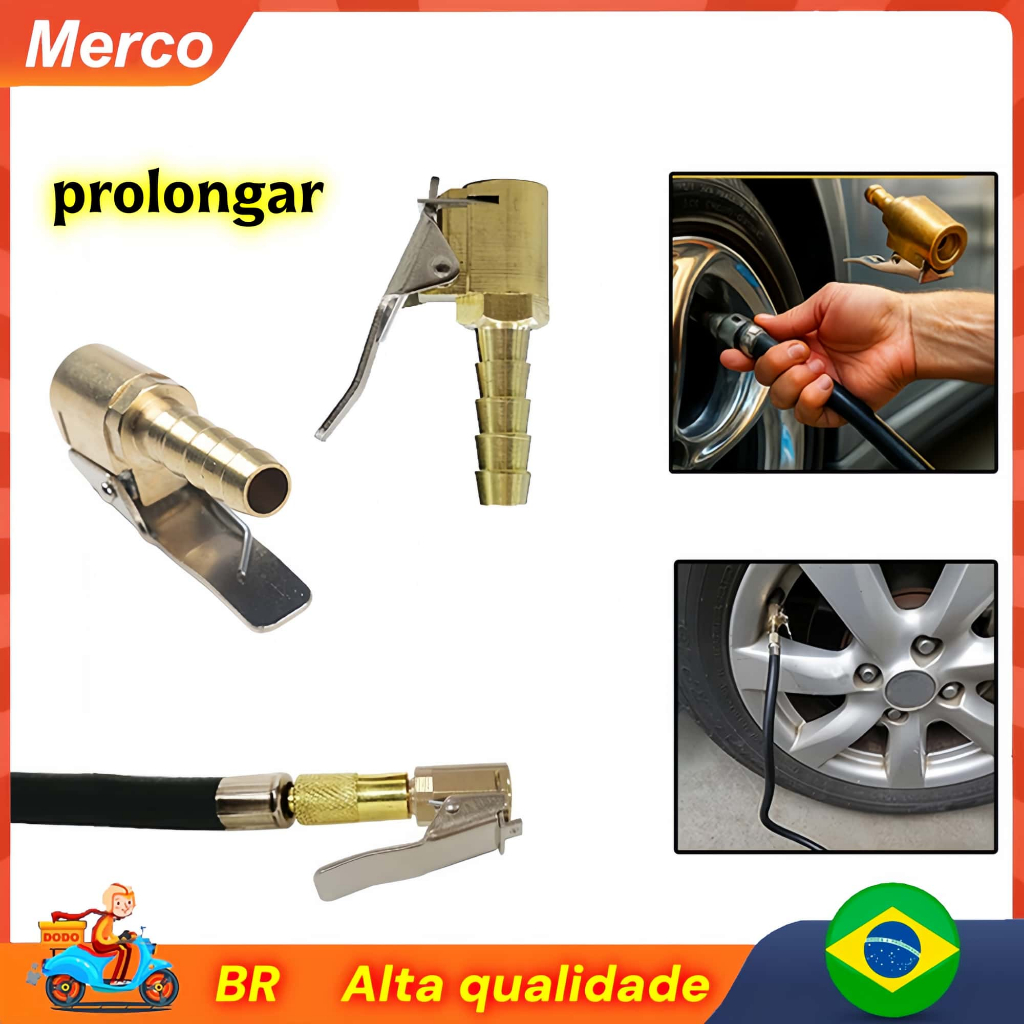 🔥BR Vendedor local🔥Bico Inflador de Encher Pneu de Carro moto Automotivo Válvula Bico Calibrador de Pneus 5/16