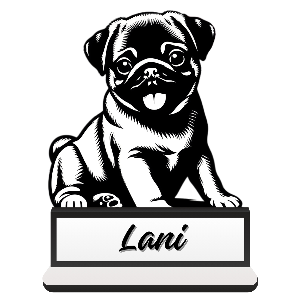 Enfeite personalizado de MDF com base - Cachorro/pet - Pug