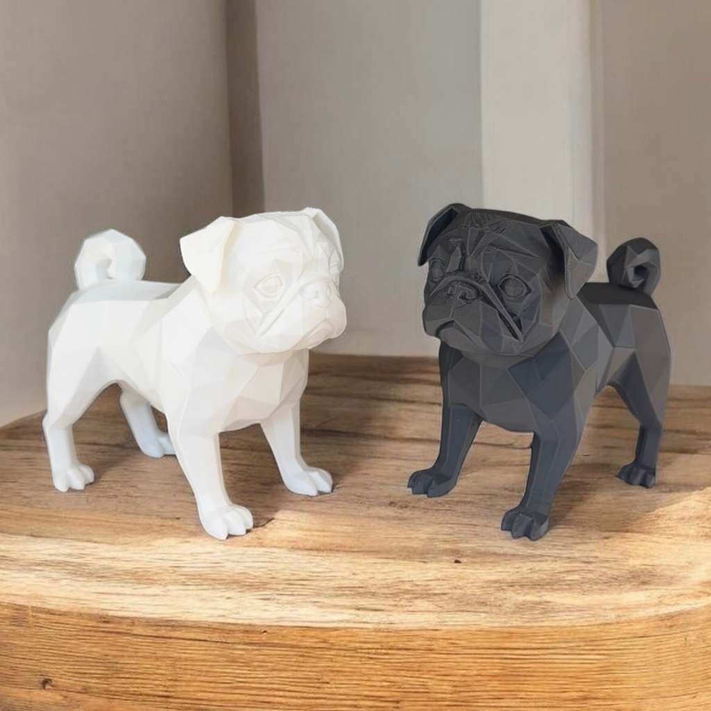 New Pug Geométrico Dog Estátua Cachorro para Decoração Pet Impressão 3D Enfeite Exclusivo Personalizado
