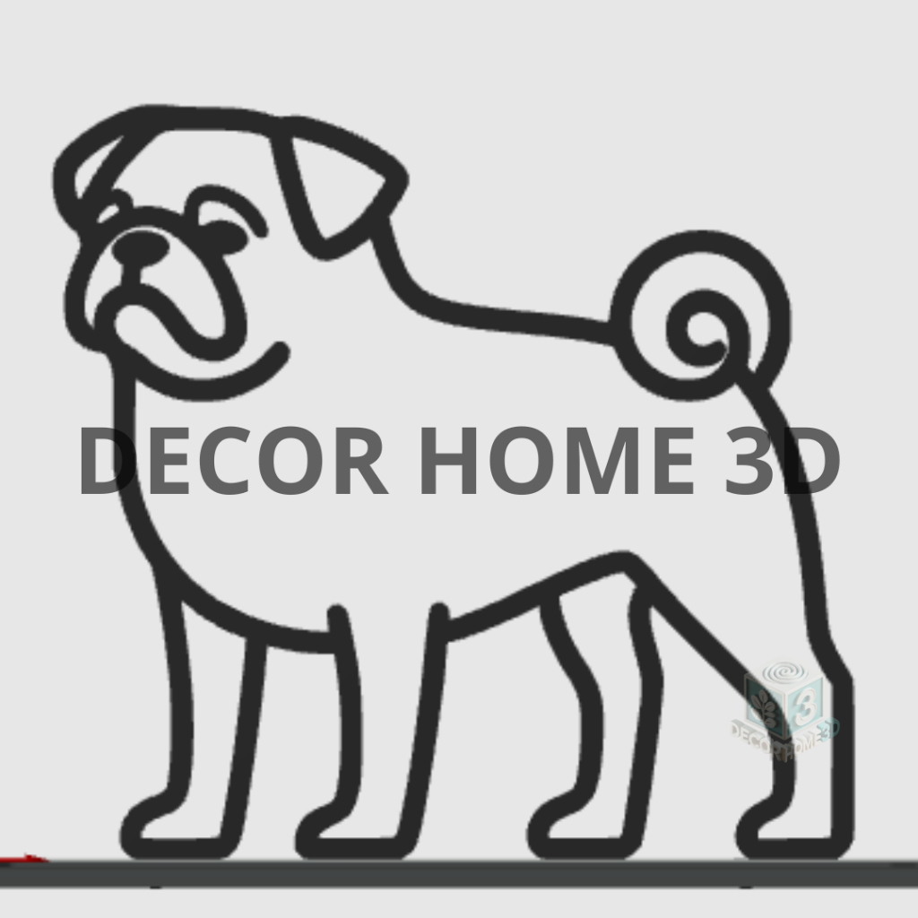 Estatueta de Cachorro Minimalista Raça Pug - Enfeite Decorativo 