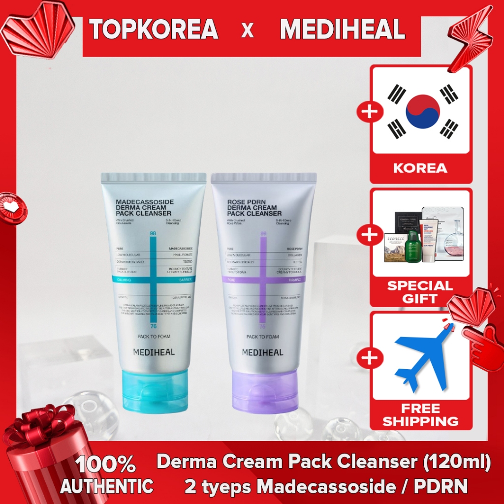 ★ Mediheal Derma Cream Pack Cleanser (120ml) 2 Tipos [Madeca/PDRN]/TOPKOREA/Envio Da Coreia /