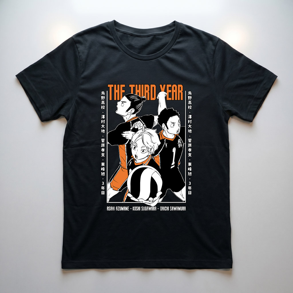 Camiseta Haikyu Anime Terceiro Ano Blusa Algodão Masculina