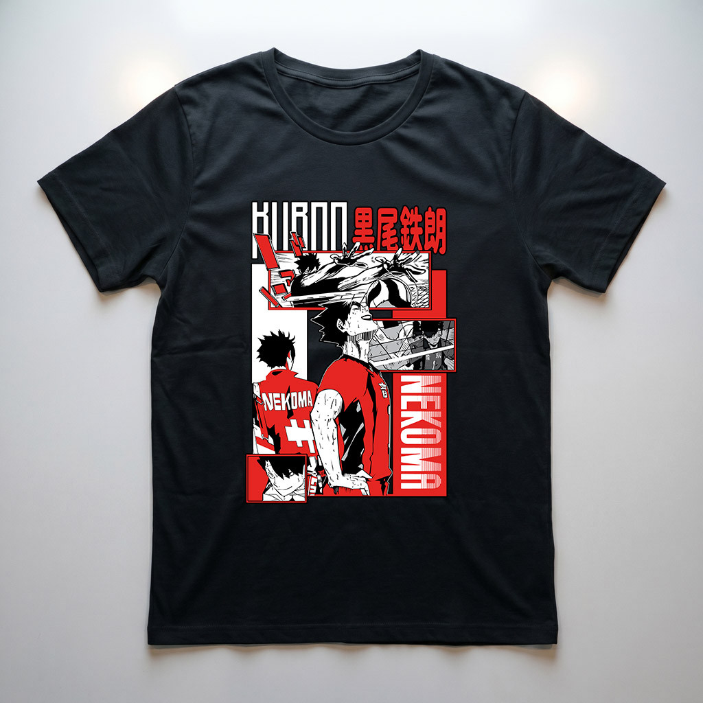 Camiseta Haikyu Anime Kuroo Blusa Algodão Masculina