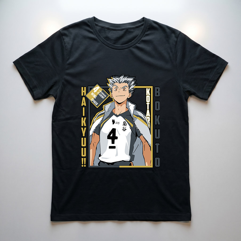 Camiseta Haikyu Anime Bokuto Voleibol Blusa Algodão Masculina
