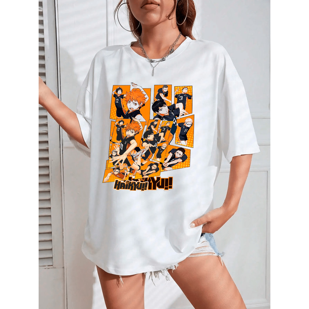 Camiseta Algodão Haikyu Personagens Hinata Ninja Shoyo Anime Camisa Streetwear