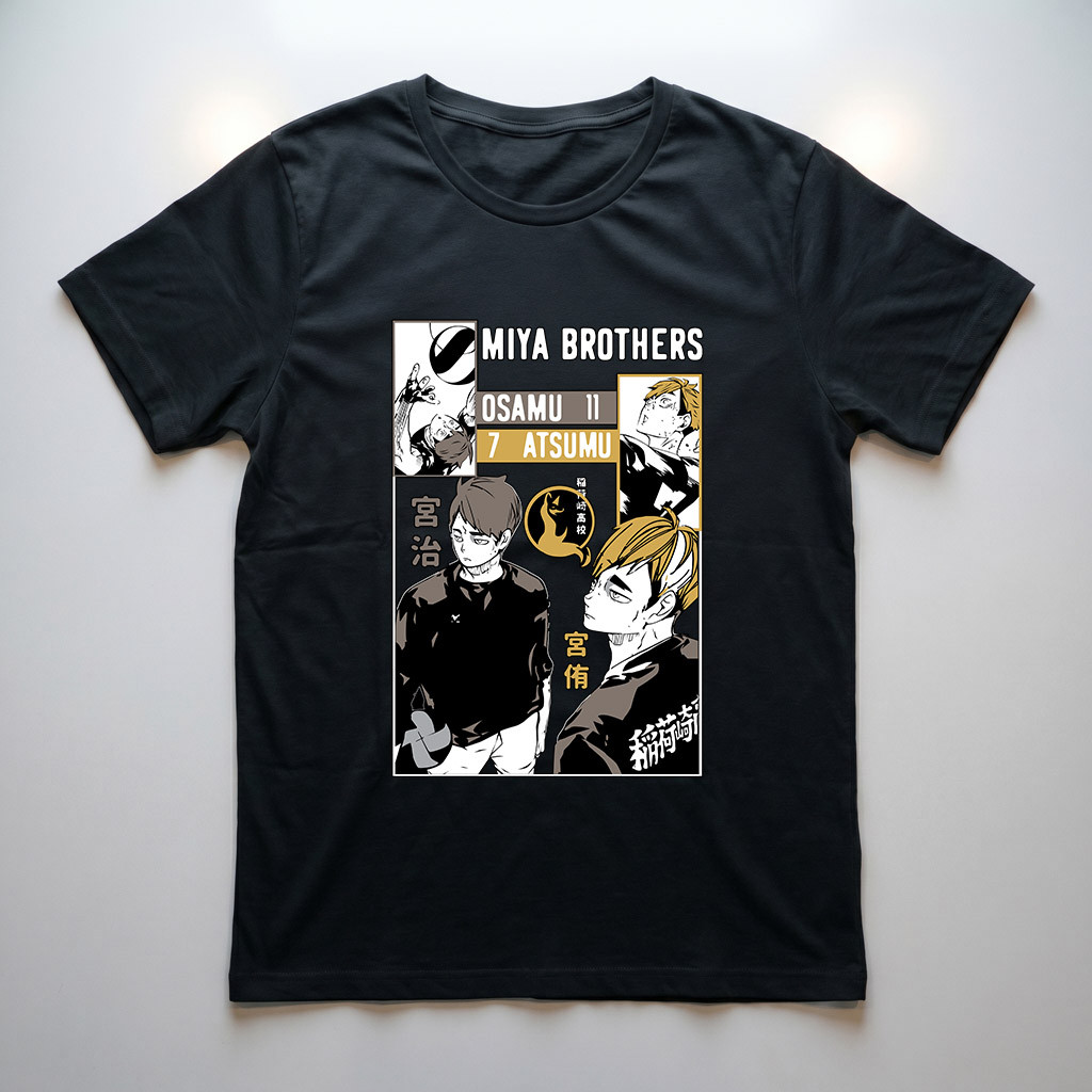 Camiseta Anime Irmãos Miya Haikyu Blusa Algodão Feminina
