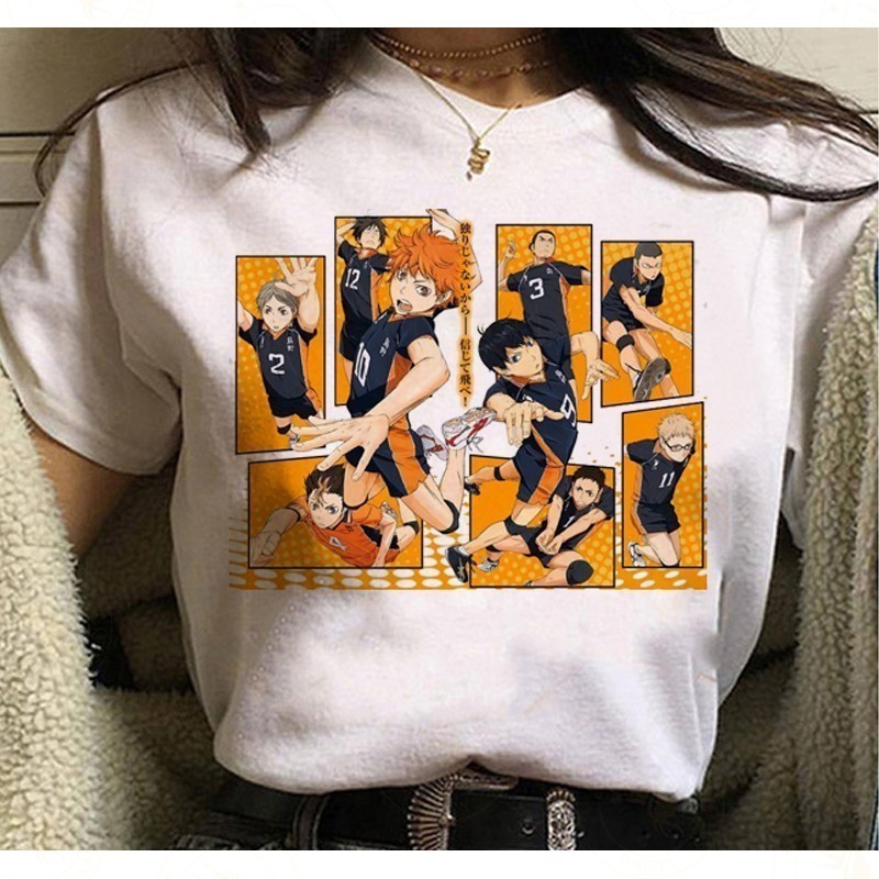 Camiseta Unissex Oversized Plus Size Feminina Masculina básica neutra oversize Anime Haikyu Volei Pequeno Gigante
